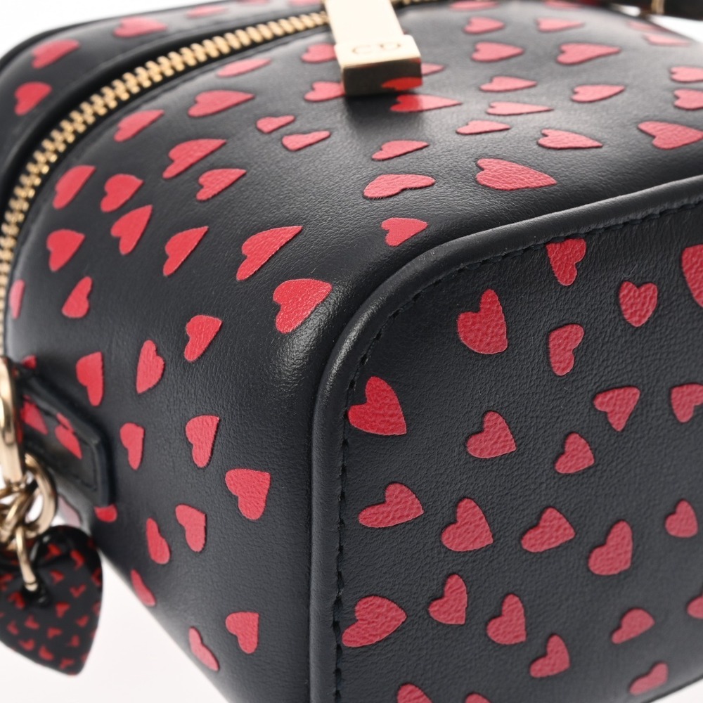 CHRISTIAN DIOR Lady Vanity Case Heart Black Red Leather Bag - Picture 6 of 9
